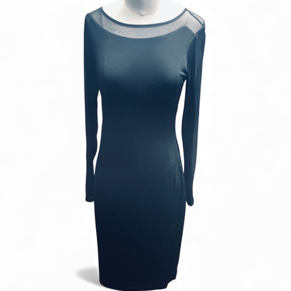 NWT Bailey44 women mesh illusion panel bodycon black midi dress M minimalist